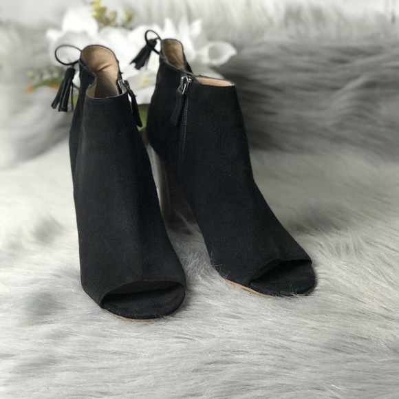 Halogen Open Toe Booties Back Suede Side ZIP - Picture 2 of 8